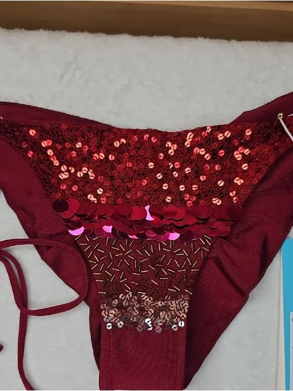 Beach Bunny Hollywood Tie Side Skimpy - Berry Sz Large NWT